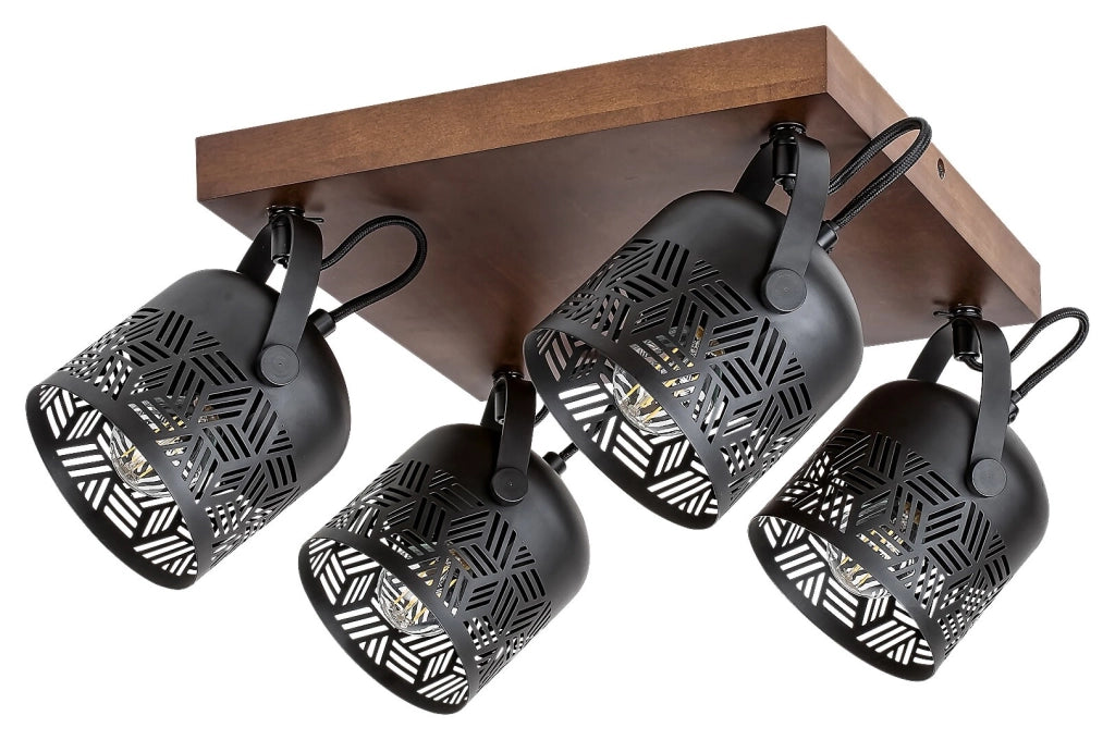 Faretto soffitto Rotem noce/nero opaco 4xE14 Rabalux