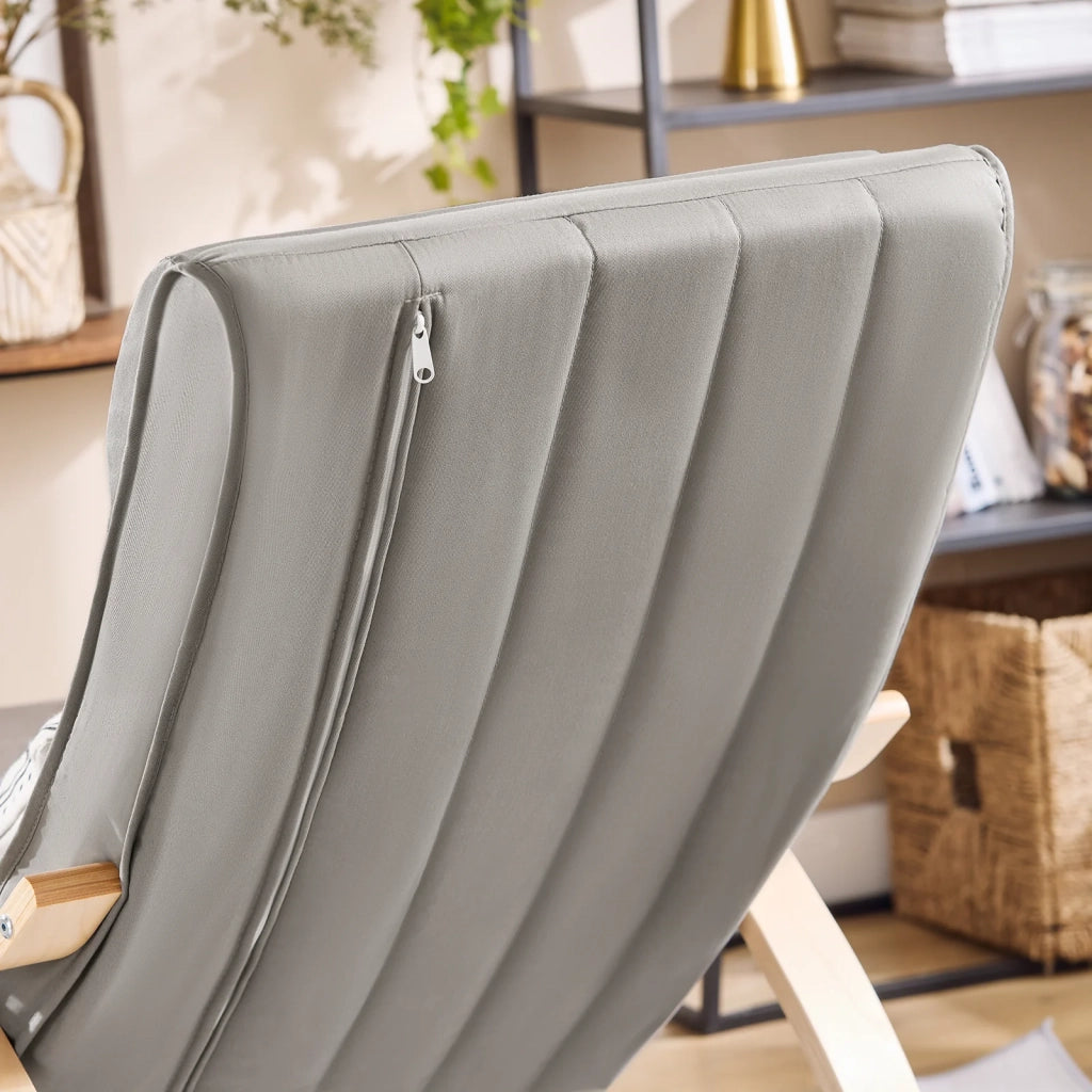 Sedia A Dondolo Poltrona Relax Poltroncina Poggia Gambe Regolabile Grigio FST16-DG