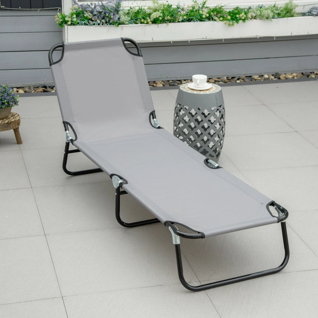 Sdraio Pieghevole da Giardino ¨C Xylo ¨C Acciaio e Tessuto Oxford Grigio 188x56x28cm