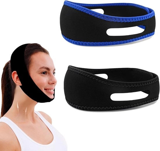 2 x cuscino anti-snurk kinband – ademend & regolabile