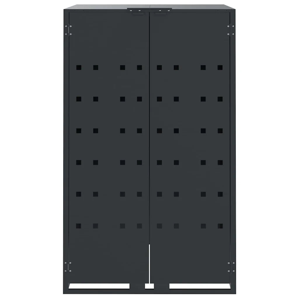 Copribidone con Ruote 2 Bidoni Antracite 138x79x117cm Acciaio 3279982