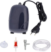 Aeratore acquario silenzioso 3W - 1,6 l/min flusso d'aria - 2 x tubo 1,2 metro - 2 x valvola pneumatica - materiale ABS di alta qualità