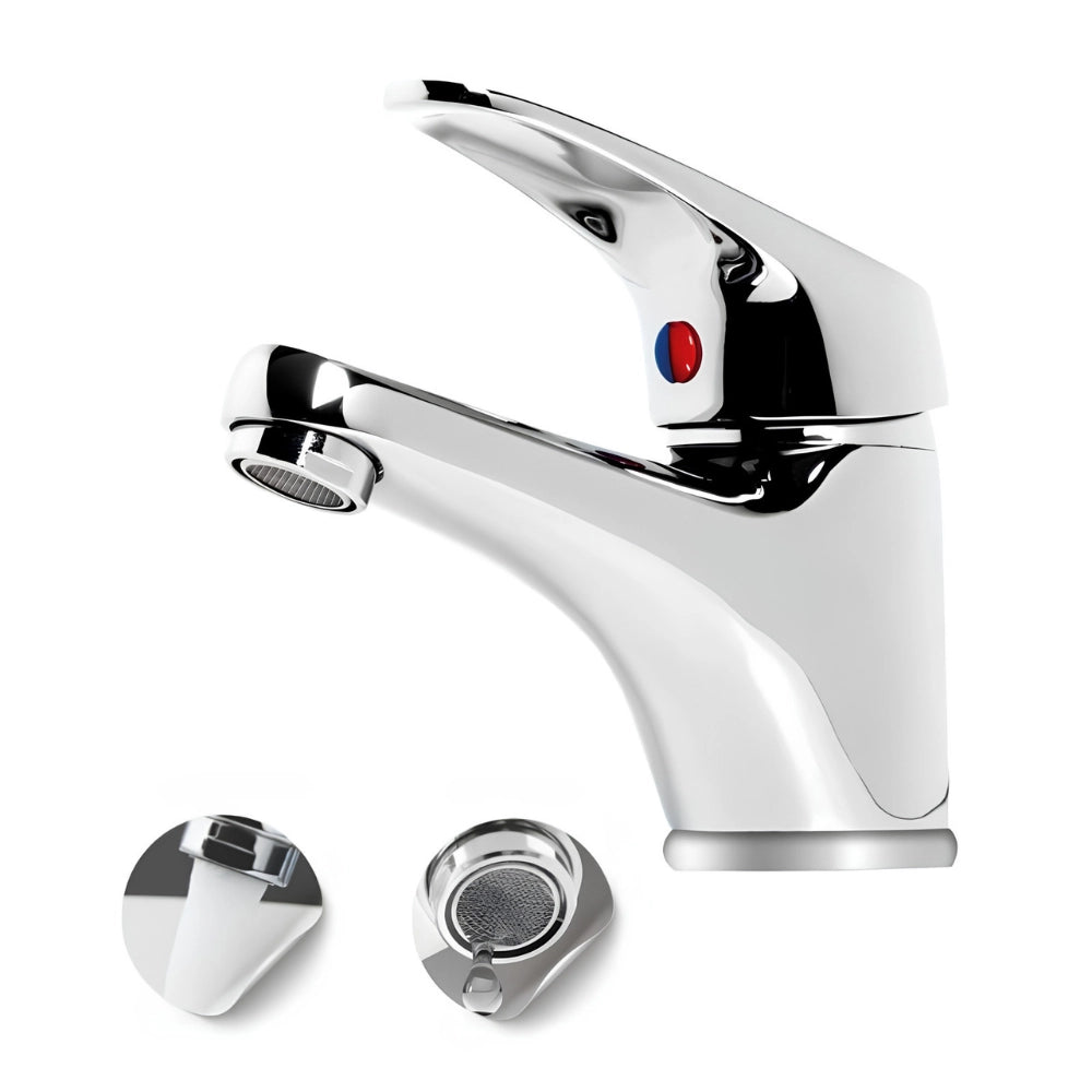 Fortunato rubinetto miscelatore lavabo ottone cromato con piletta e cartuccia 40mm