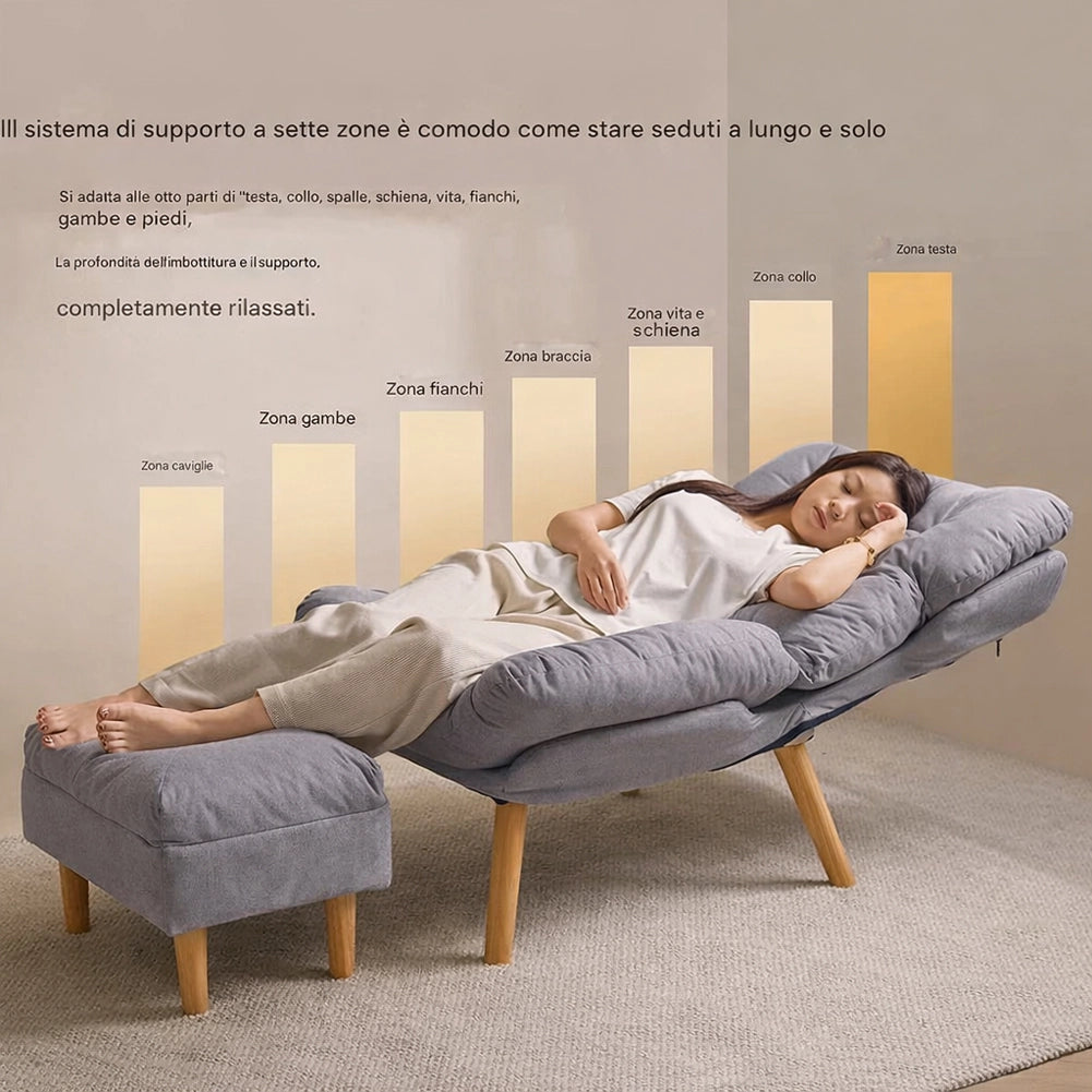 Poltrona Reclinabile Poggiapiedi Grigio Imbottita Alta Densità Seduta Ergonomica