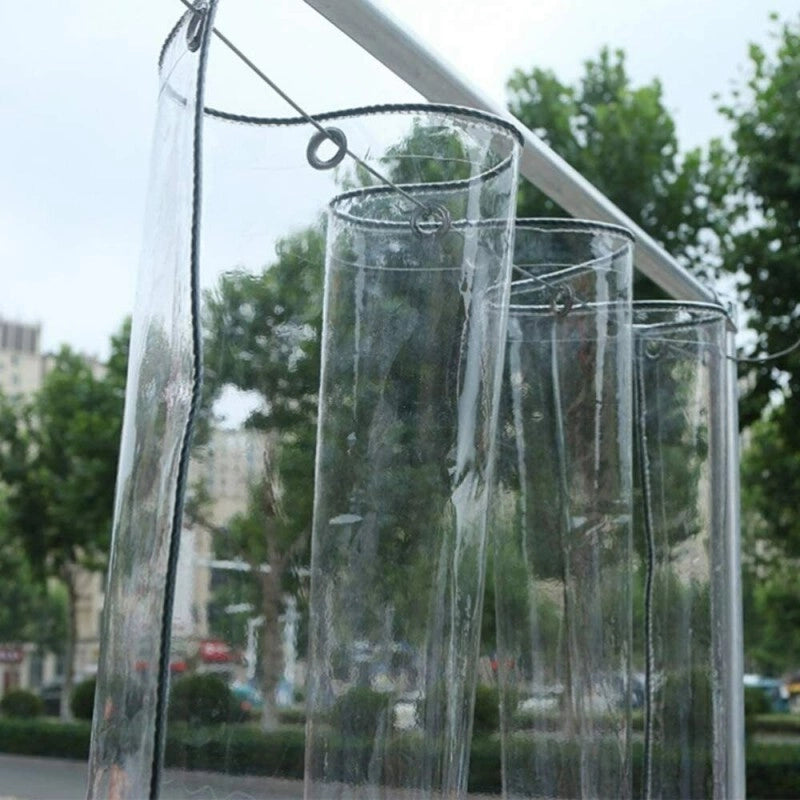 Telo PVC Cristal 1,8x5m, Spessore 0,65MM, 750g/m² - Trasparente IGNIFUGO con Occhielli 50cm - Resistente UV & Impermeabile - Made in Italy