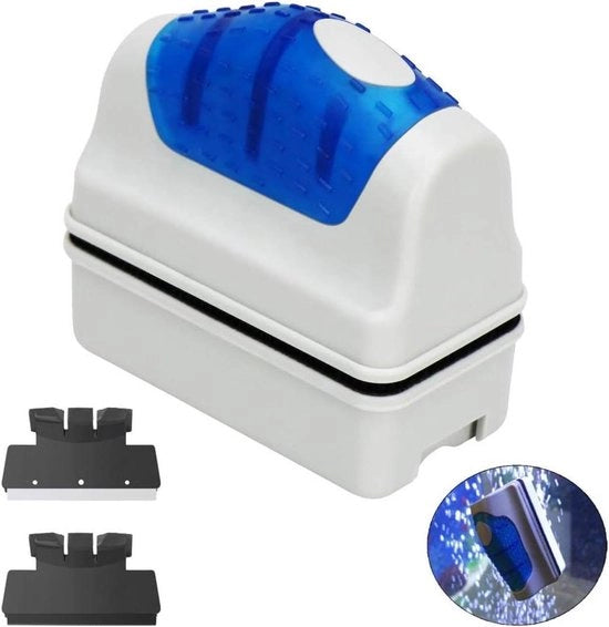 Scrubber per acquario con magnetismo, pulitore con 2 schegge a forma S, dimensioni 7 x 6,5 x 3,7 cm.