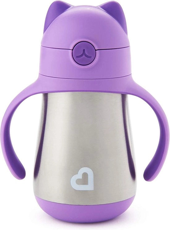 Tazza Isolante in Acciaio Inossidabile a Doppia Parete con Beccuccio per Bambini - Viola (8oz/237ml)