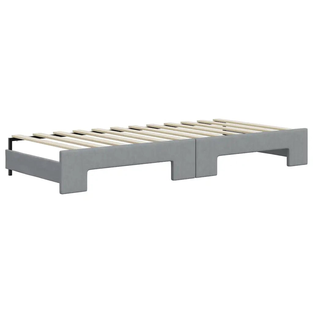Divano Letto Estraibile Cassetti Grigio Chiaro 90x200cm Tessuto 3197566
