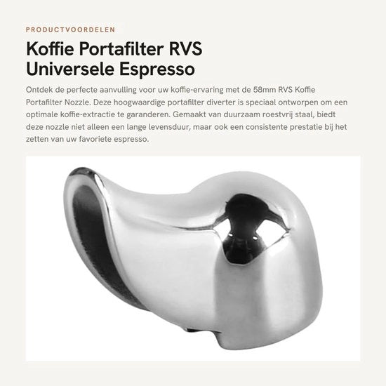 Portafilter 58mm in Acciaio Inossidabile - Divertitore per Caffè - Bocchetta Universale - Migliora la Corrente di Caffè - Adatto per Macchine per Espresso - Caffettiera