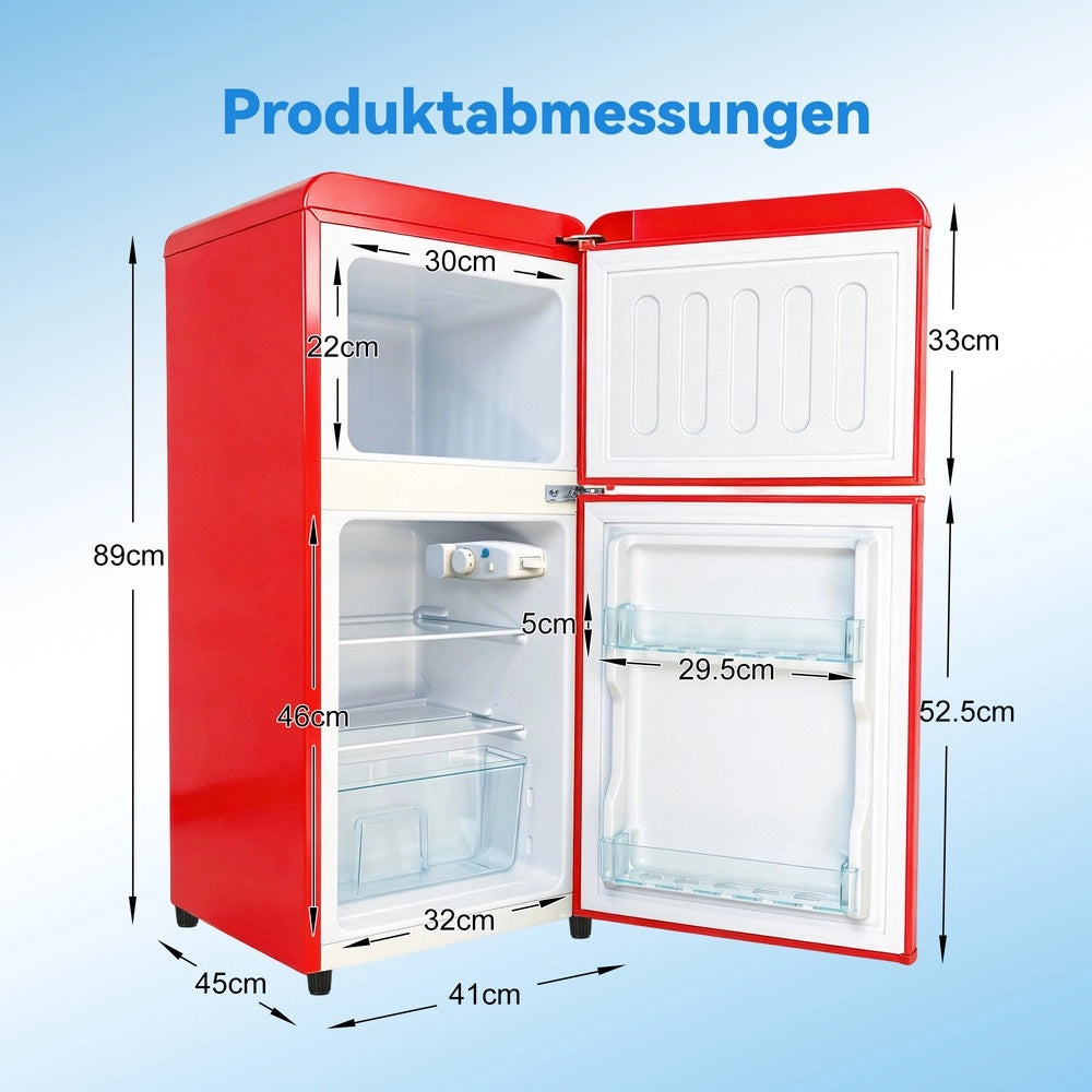 Combinazione frigorifero-congelatore retr¨° ¨C Minimal ¨C 2 porte, capacit¨¤ totale 60 L, vano congelatore 22 L, classe energetica C, rosso