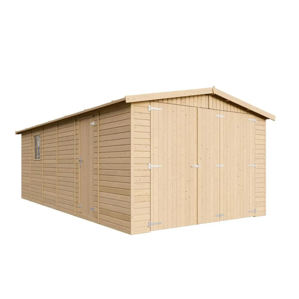 Garage in legno naturale A222x616x324 cm/18 m2 - TIMBELA M102