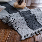 Tavolo da pranzo macramé in cotone con chiodini, rete quadrata, mesh, 30x240cm