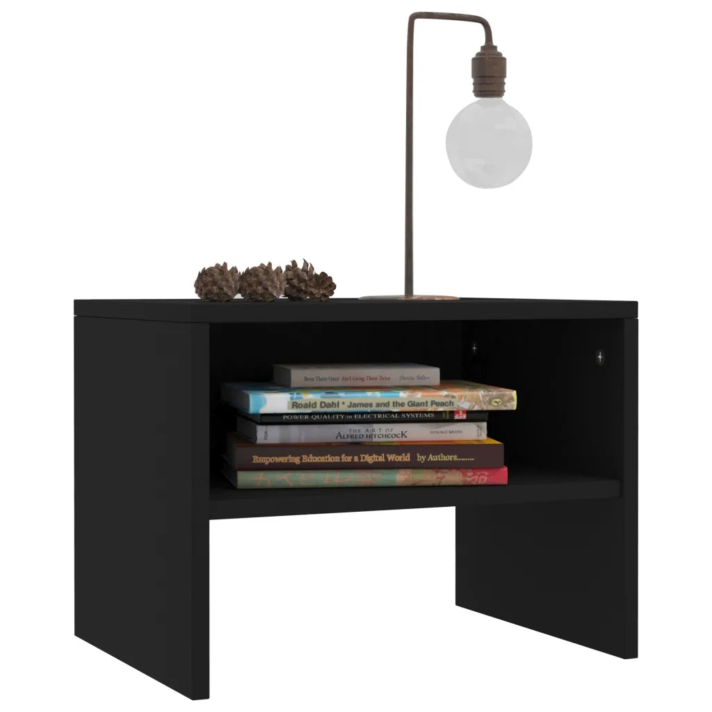Set di 2 Comodini | Armadio da Notte | Mobiletto da notte Neri 40x30x30 cm in Legno Multistrato