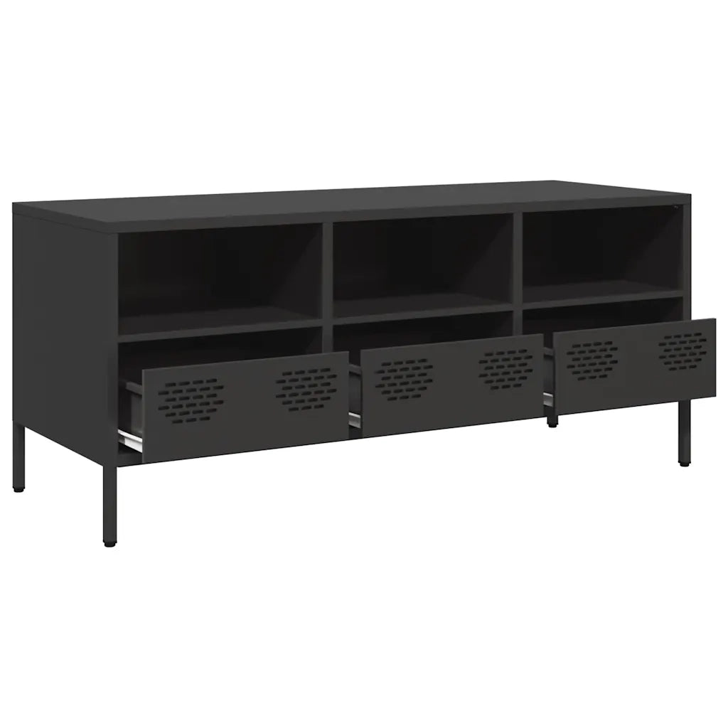 Mobile TV | Armadietto TV | Mobile Porta TV Nero 101,5x39x43,5 cm in Acciaio Laminato a Freddo