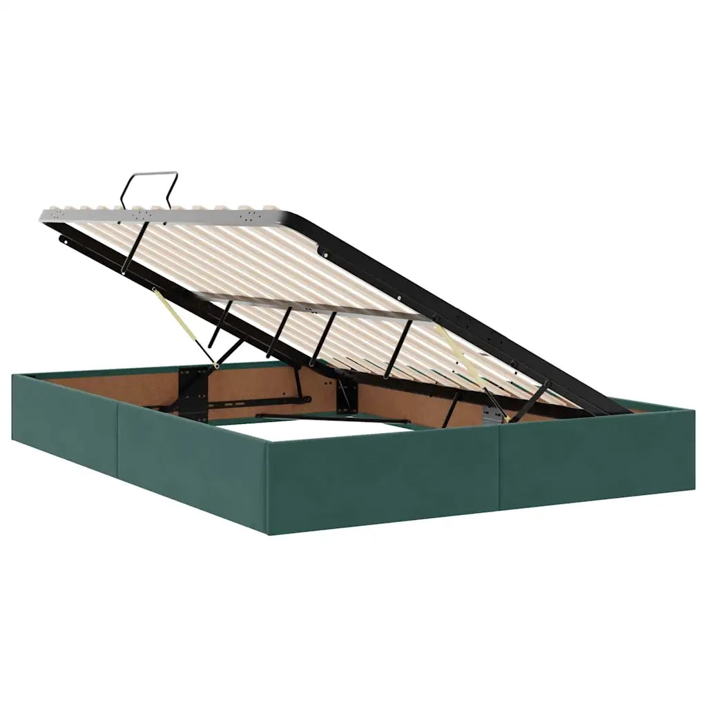 Letto con contenitore e LED Verde Scuro 140 x 200 cm Velluto 3371400