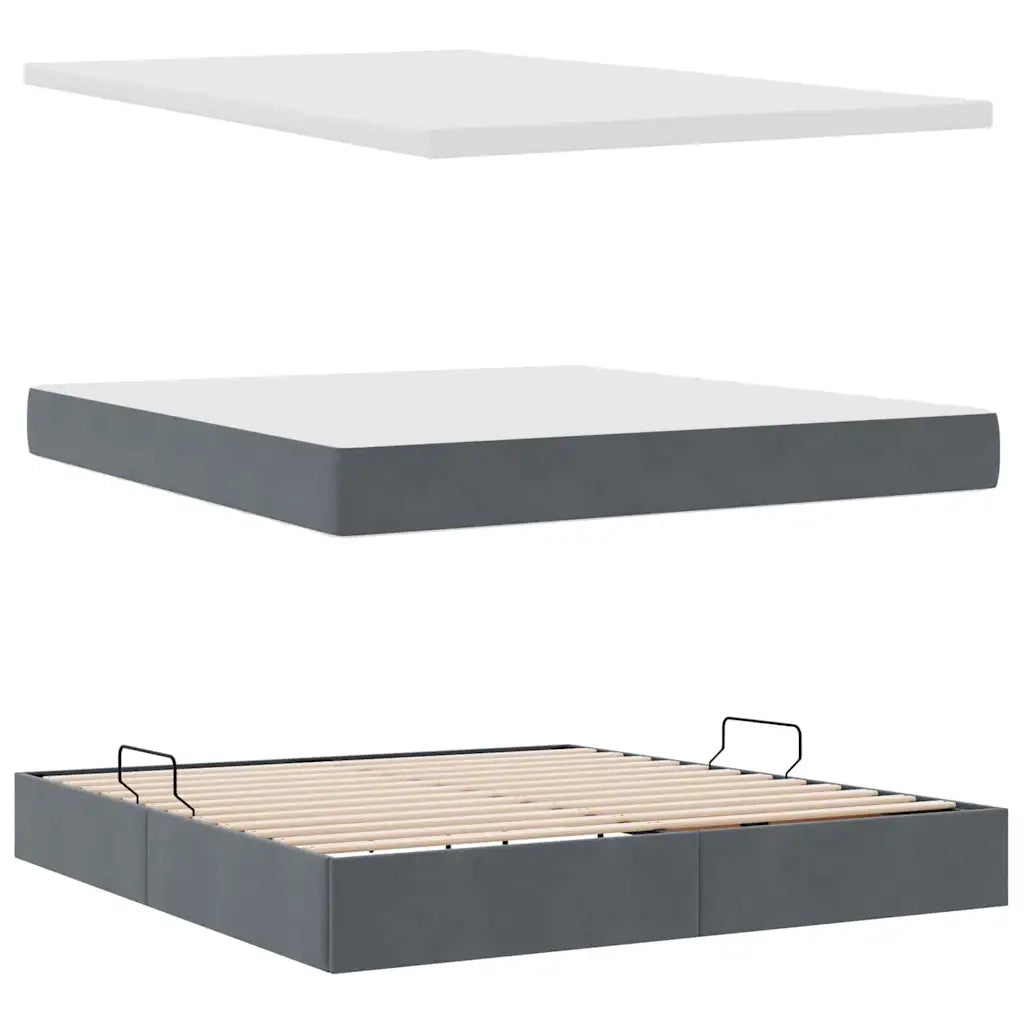 Letto con contenitore e LED Grigio scuro 180 x 200 cm Velluto 3372622