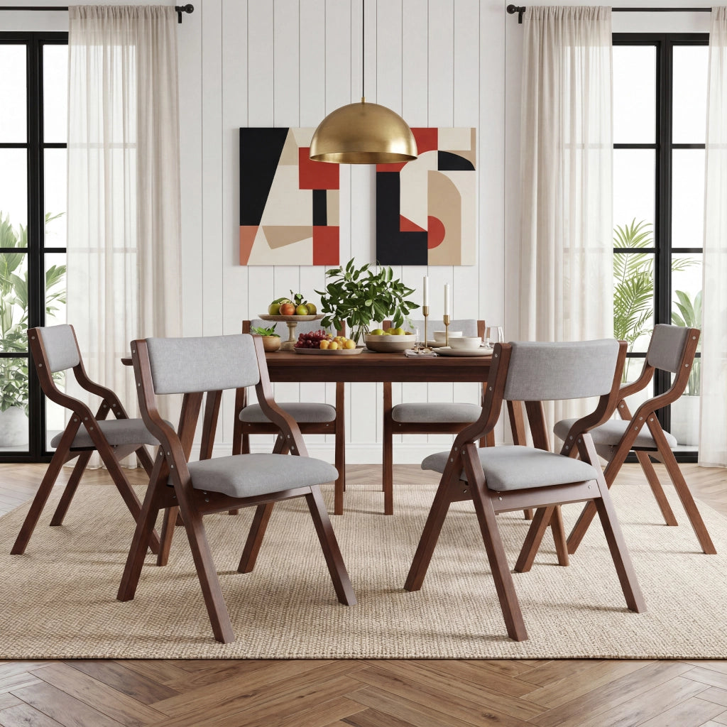 Set di 2 sedie da pranzo pieghevoli - con seduta imbottita e struttura in legno - grigio