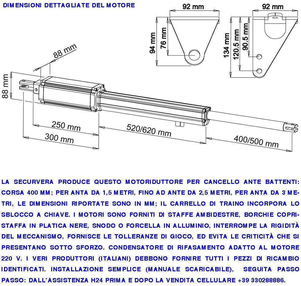 Giunto Posteriore in Alluminio 121091 Forcella Para Strappi sforzi Eccessivi e Leggeri Disallineati Ricambio per Motori o Attuatori Securvera Serie SV-MBS SV-MBQ SV-MBC PM1 SC PM1 LINEAR 11 BH24